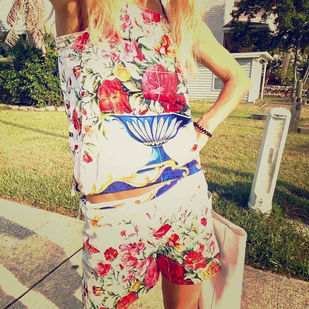 Dolce & Gabbana Floral Set XS 🌸 Blouse + Shorts | 2Piece | Designer $2K Vacation